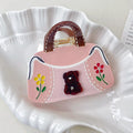 Mini Purse Hair Claw Clip with Bear Motif - Pink