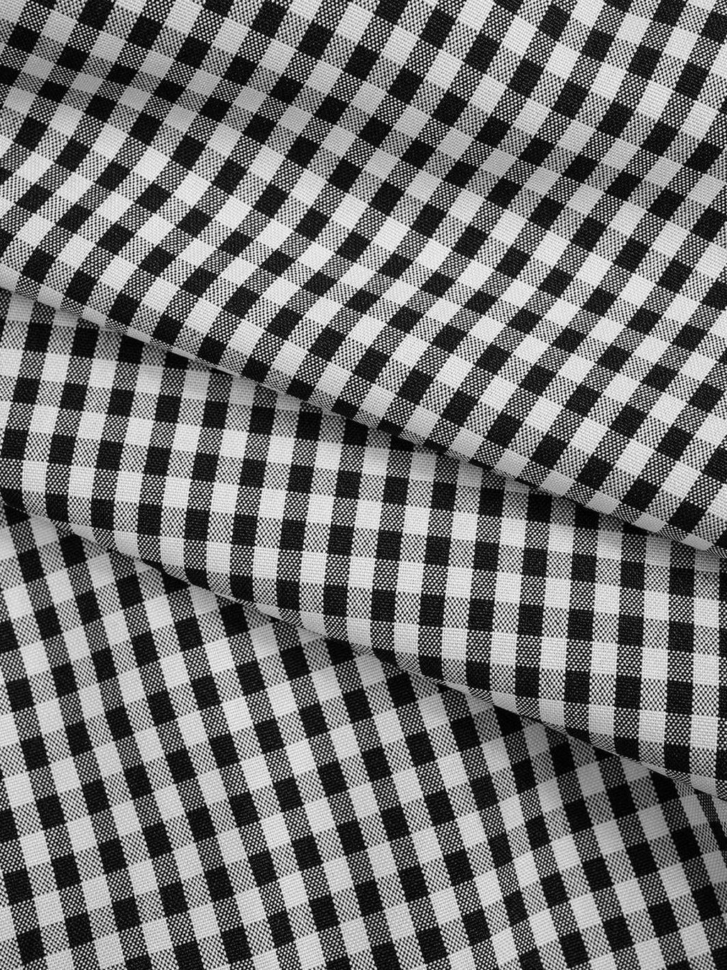 Gingham Drawstring Elastic Cuff Balloon Pants - Black - 2