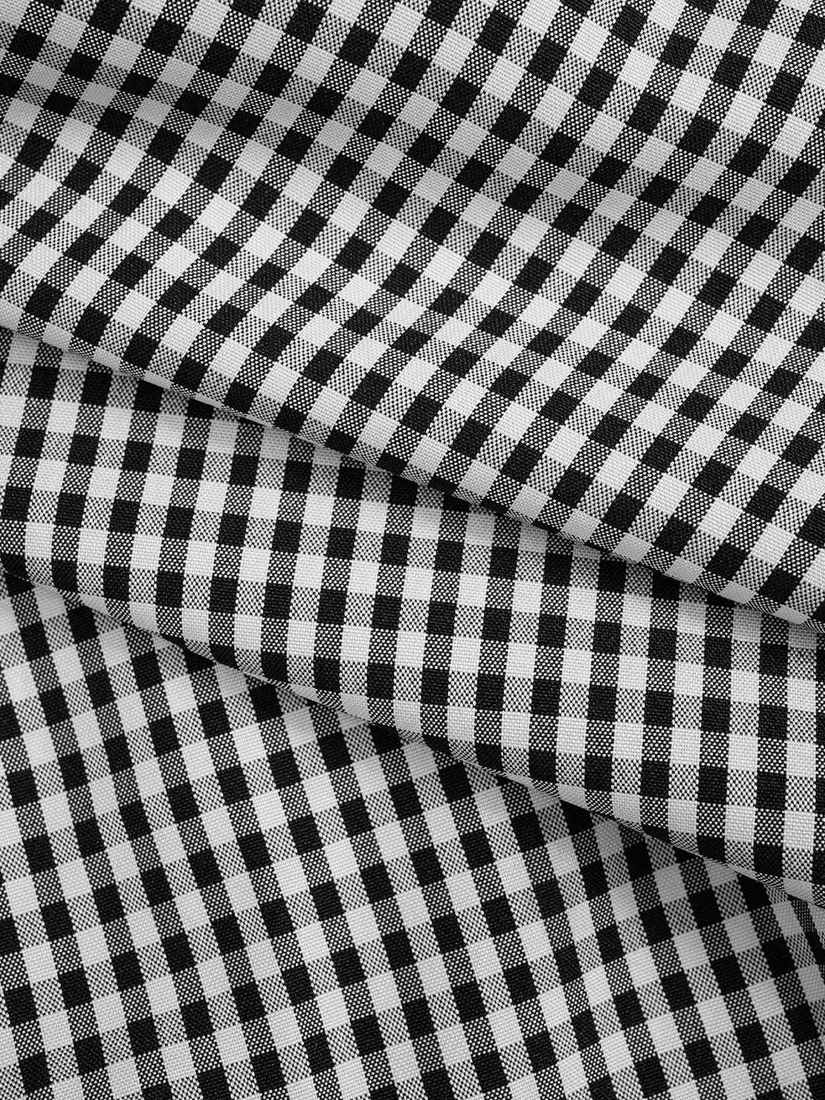 Gingham Drawstring Elastic Cuff Balloon Pants - Black - 2