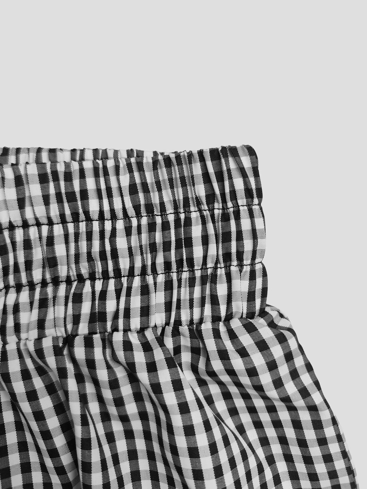 Gingham Drawstring Elastic Cuff Balloon Pants - Black - 6