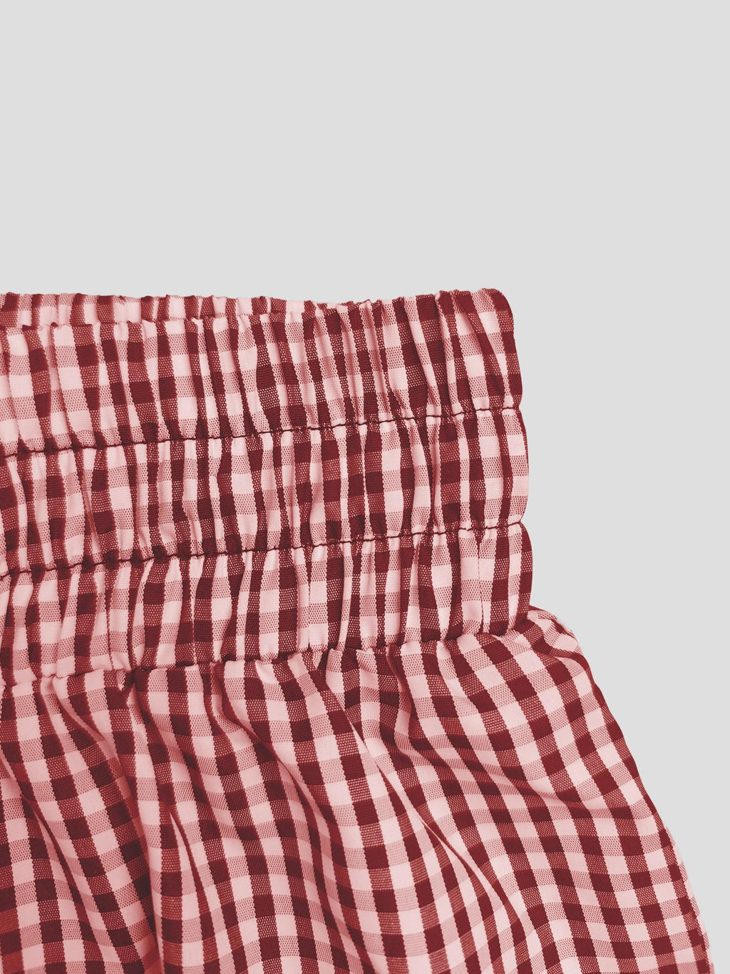 Gingham Drawstring Elastic Cuff Balloon Pants - Red - 5