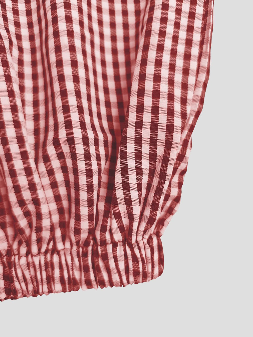 Gingham Drawstring Elastic Cuff Balloon Pants - Red - 6