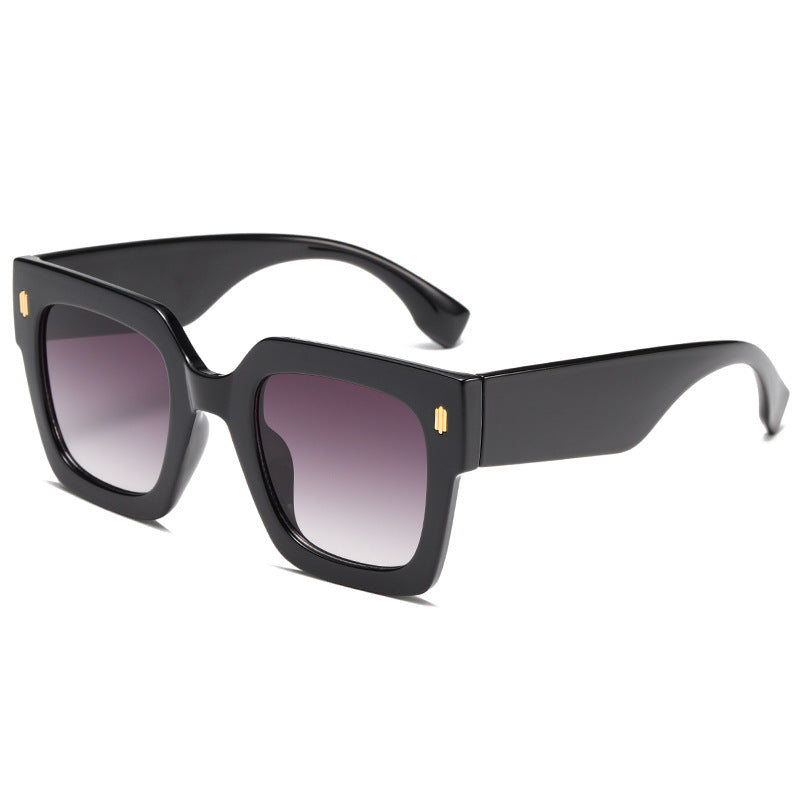 Chunky Oversized Square Rivet Sunglasses - Black