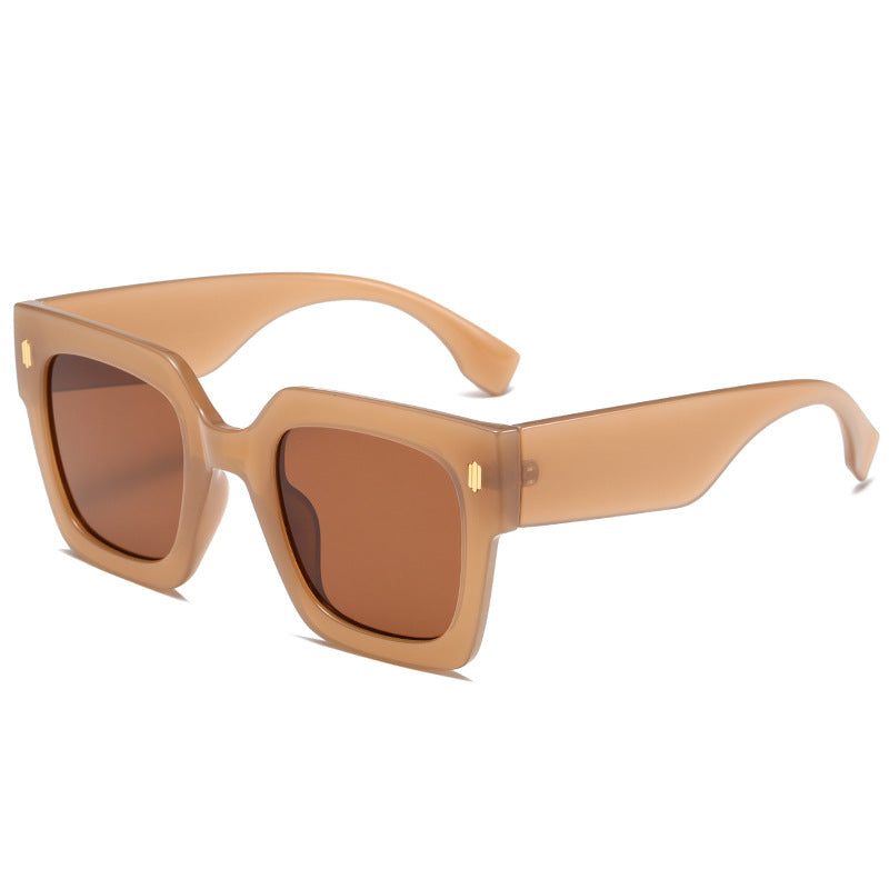 Chunky Oversized Square Rivet Sunglasses - Brown