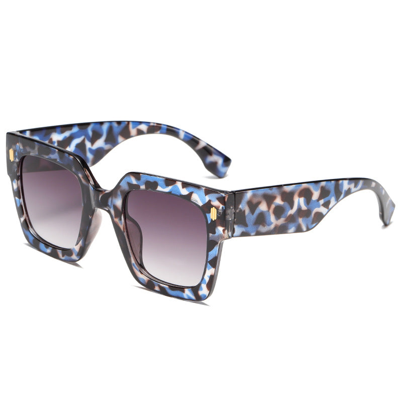 Chunky Oversized Square Rivet Sunglasses - Flower