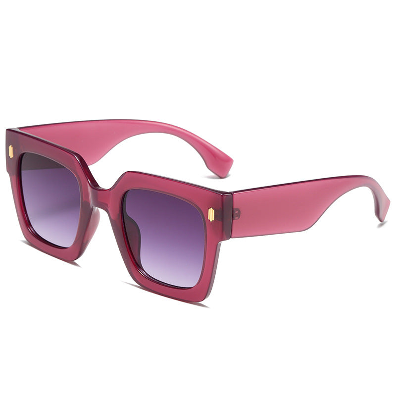 Chunky Oversized Square Rivet Sunglasses - Rose