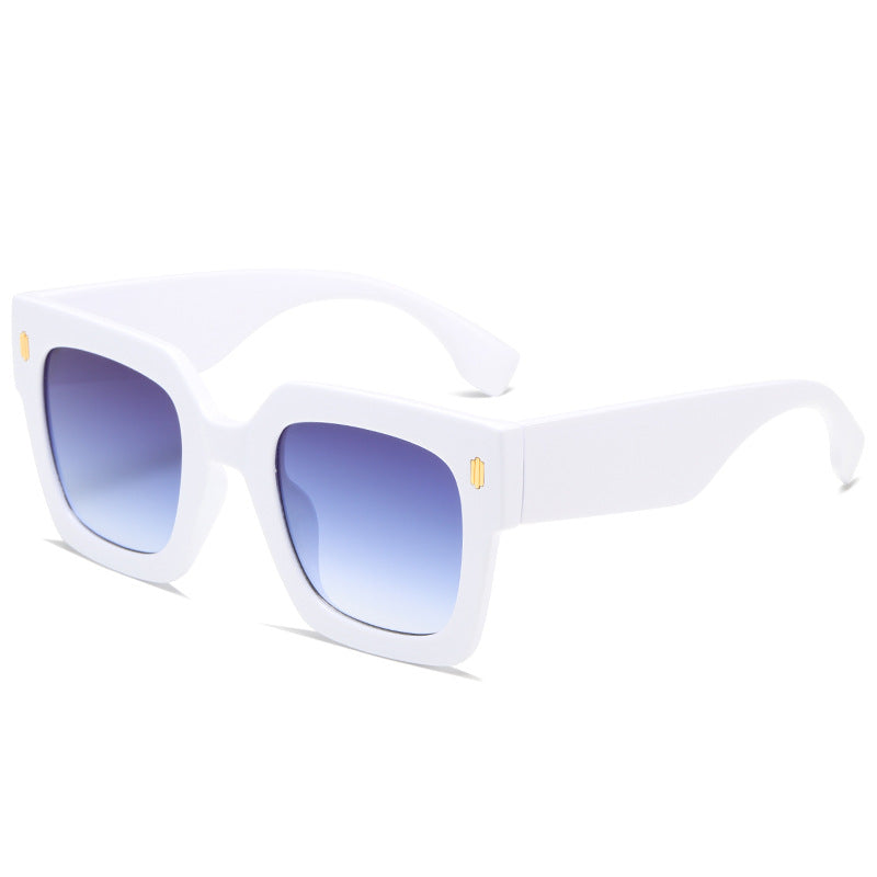 Chunky Oversized Square Rivet Sunglasses - White