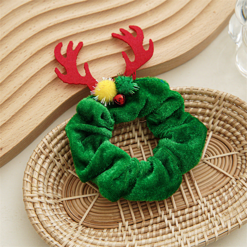 Halloween Velvet Scrunchie Hair Tie - Green