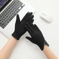 Asymmetric Cuff Fleece Lined Winter Gloves - Black