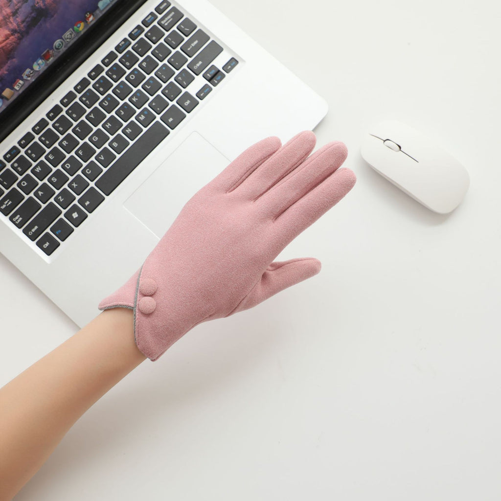Asymmetric Cuff Fleece Lined Winter Gloves - Pink - 2
