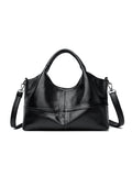 Slouchy Top Handle Hobo Bag with Crossbody Strap - Black
