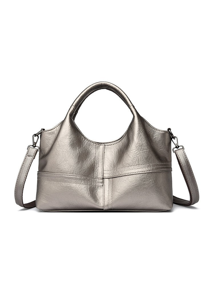 Slouchy Top Handle Hobo Bag with Crossbody Strap - Bronze