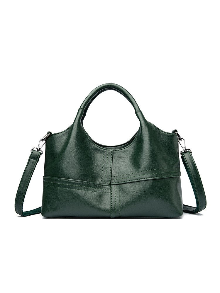 Slouchy Top Handle Hobo Bag with Crossbody Strap - Dark Green