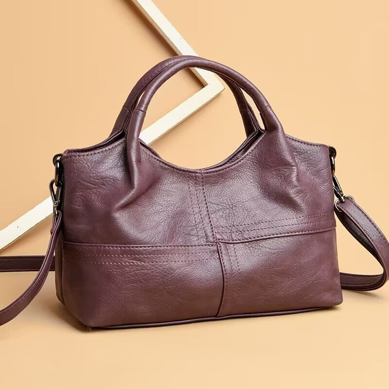 Slouchy Top Handle Hobo Bag with Crossbody Strap - Plum