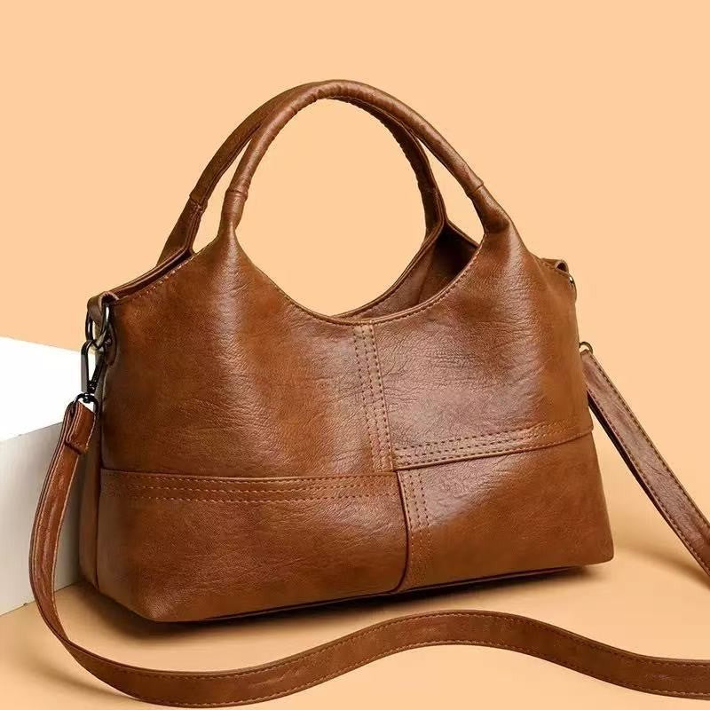 Slouchy Top Handle Hobo Bag with Crossbody Strap - Tan