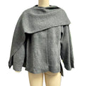 Oversized Wrap Cape Coat With Scarf Collar - DarkGrey
