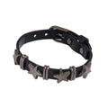 Grunge Star Rivet Cuff Bracelet With Buckle Strap - Black