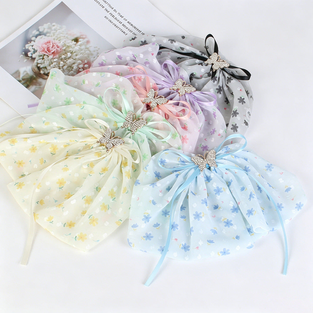 Star Mesh Butterfly Hair Clip With Ribbon Ties