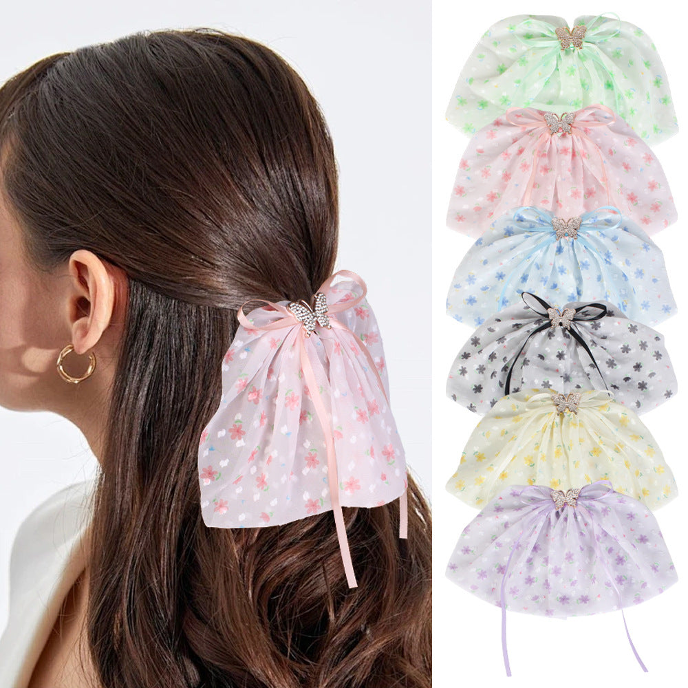 Star Mesh Butterfly Hair Clip With Ribbon Ties - view 2