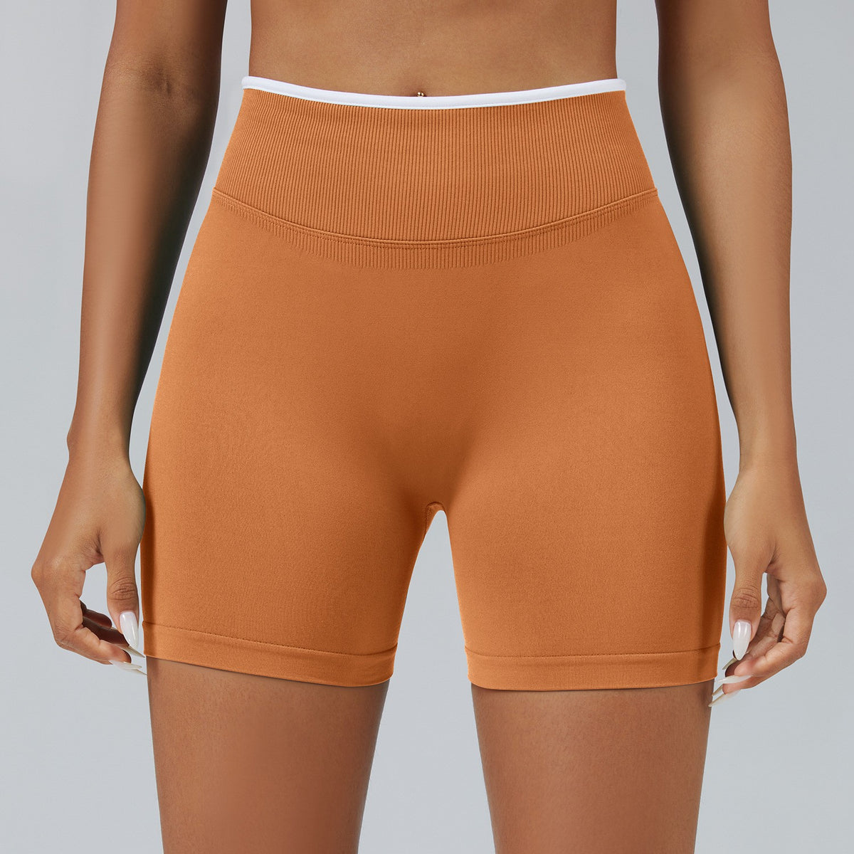 Seamless Contrast Trim Scrunch Workout Bike Shorts