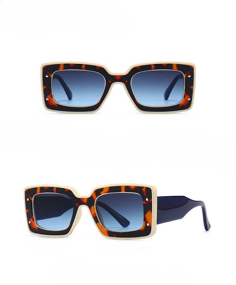 Textured Chunky Rectangle Frame Sunglasses - view 2