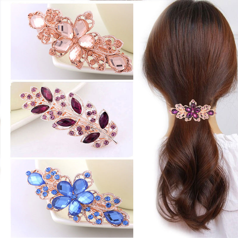 Crystal Flower Spring Hair Barrette