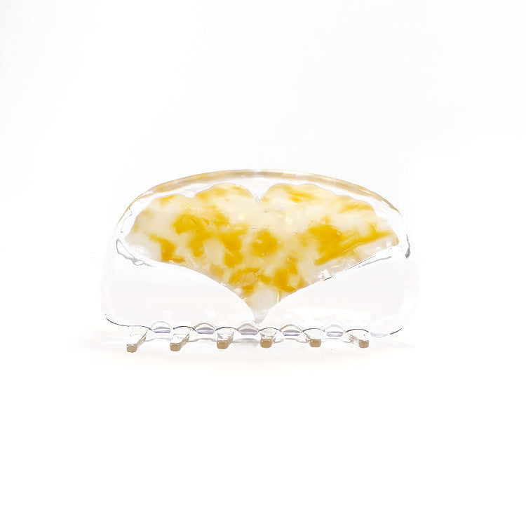 Ginkgo Leaf Half Moon Acetate Claw Clip - Ginkgo - 6