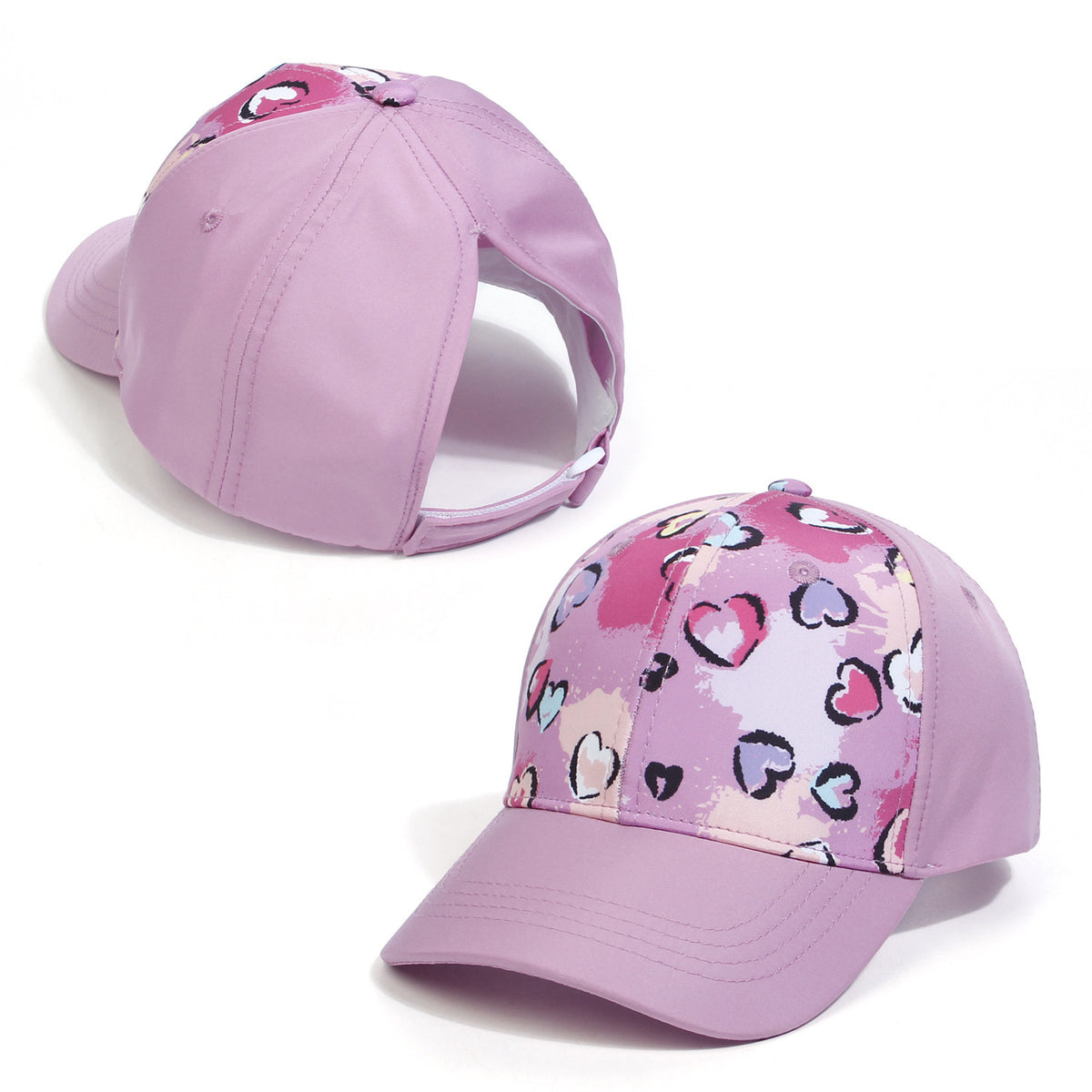 Messy Bun Baseball Cap With Ponytail Opening - Love