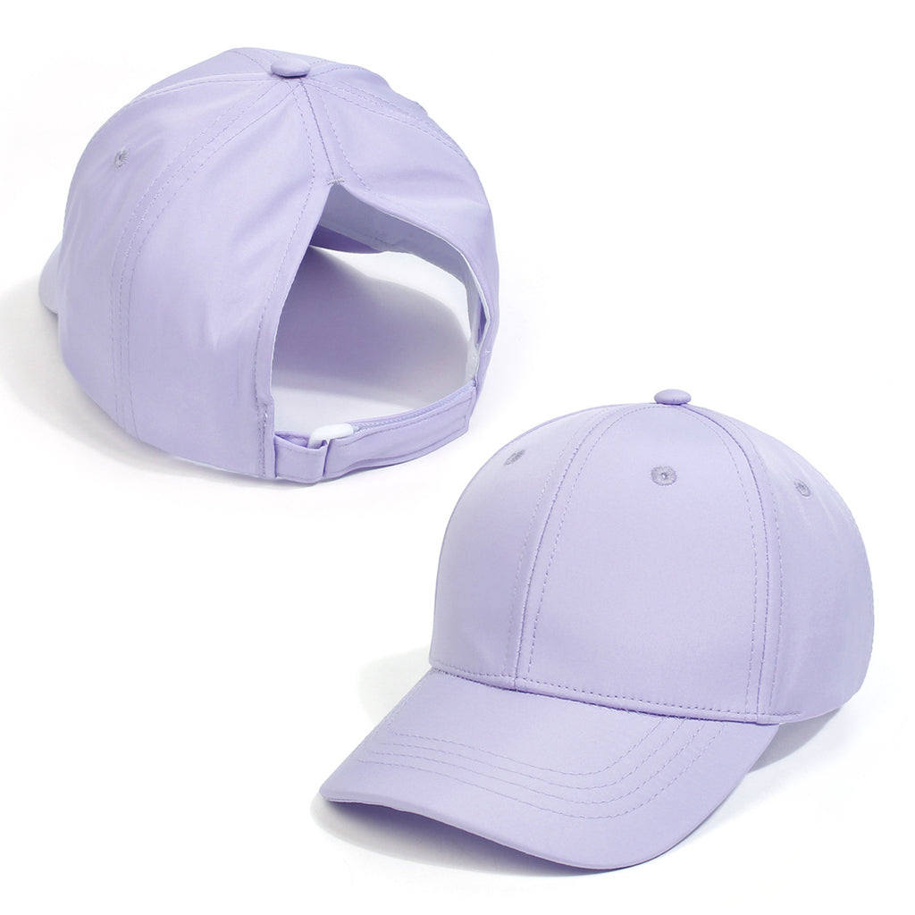 Messy Bun Baseball Cap With Ponytail Opening - Purple