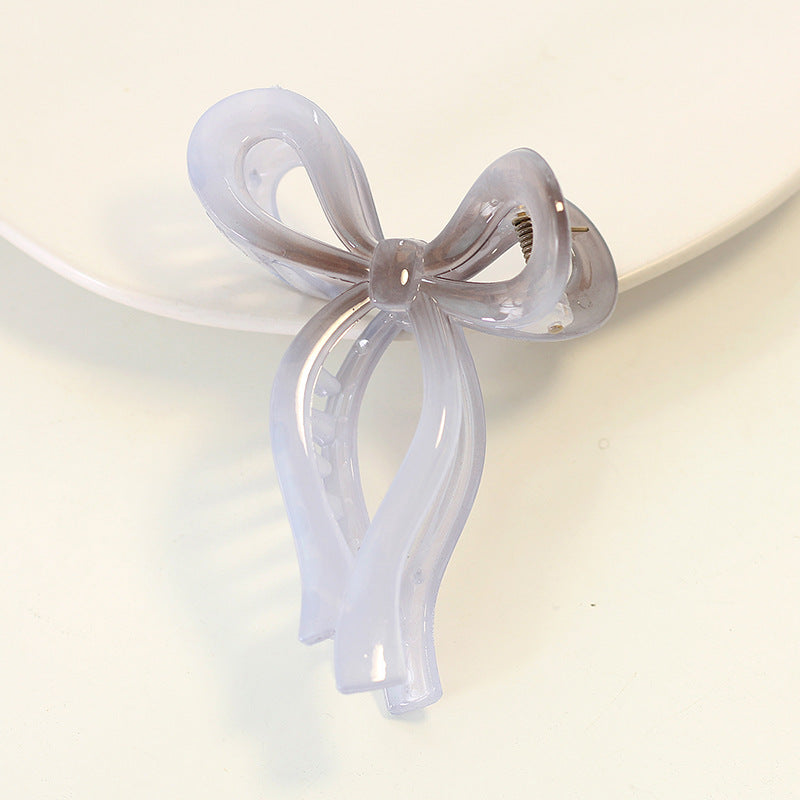 Translucent Ribbon Bow Claw Clip - Grey