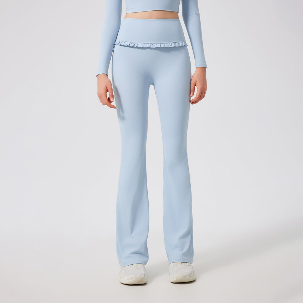 Ruffle Trim High Waist Flare Yoga Leggings