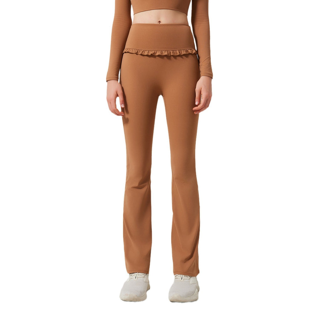 Ruffle Trim High Waist Flare Yoga Leggings