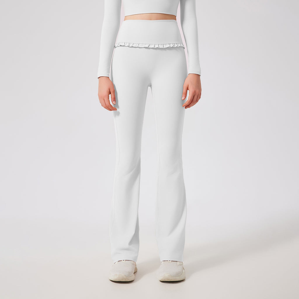 Ruffle Trim High Waist Flare Yoga Leggings