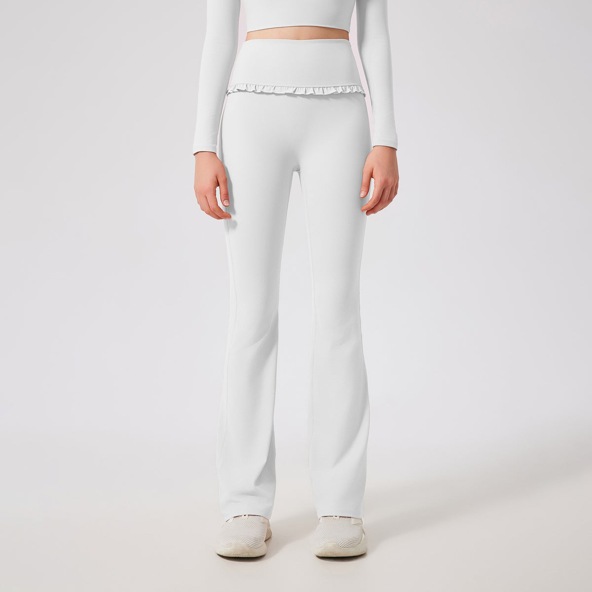 Ruffle Trim High Waist Flare Yoga Leggings
