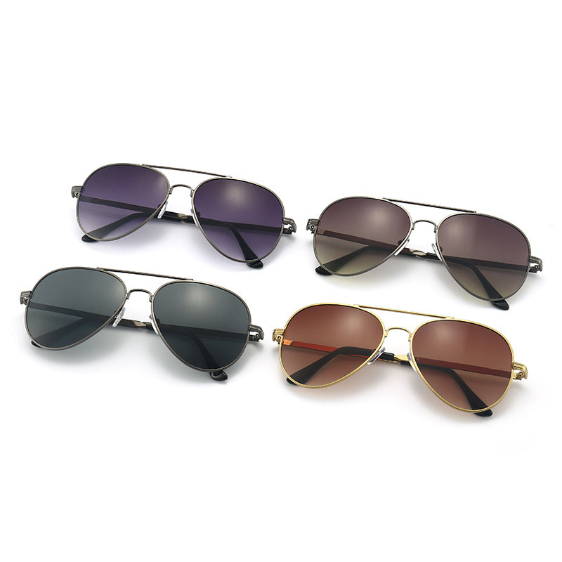 Double Bridge Metal Aviator Sunglasses - Black - 2
