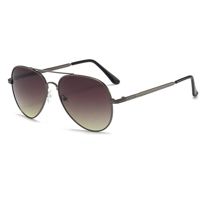 Double Bridge Metal Aviator Sunglasses - Brown