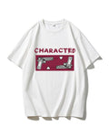 Letter Graphic Loose Drop Shoulder Tee - White