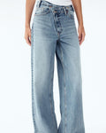 Crossover Waist Baggy Wide Leg Jeans - Light_Blue