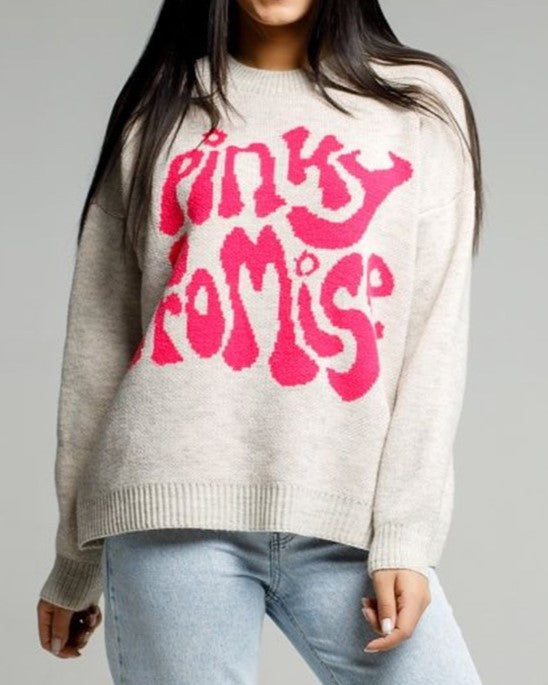 Retro Slogan Knit Tunic Sweater Oversized - White - 1
