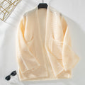 Oversized Waffle Knit Pocket Cardigan - Apricot