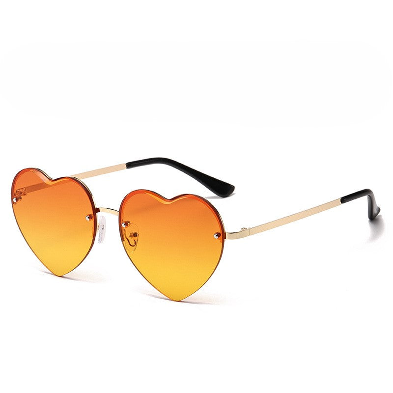 Rimless Heart Shaped Gradient Sunglasses - Orange