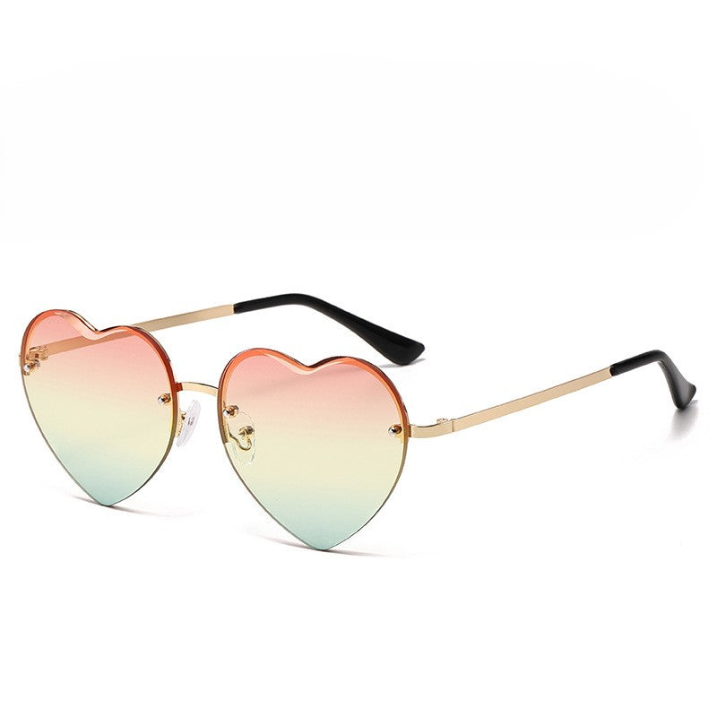 Rimless Heart Shaped Gradient Sunglasses - Yellow