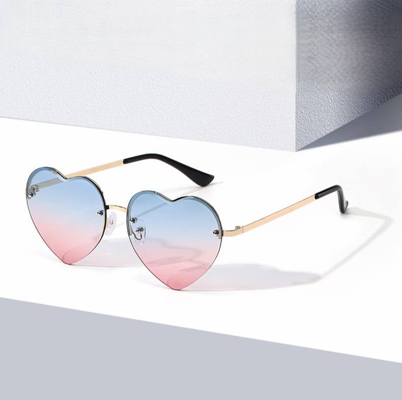Rimless Heart Shaped Gradient Sunglasses