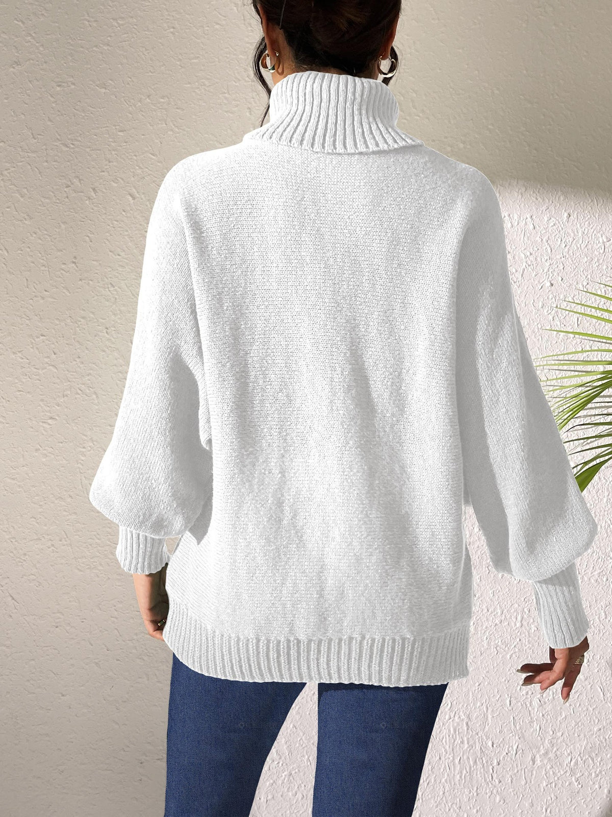 Glitter Lip Patch Roll Neck Sweater - Leopard-W - 1