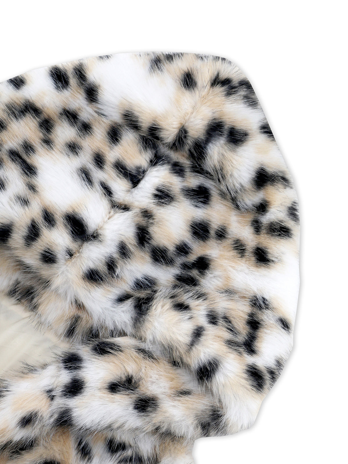 Spotted Faux Fur Hooded Longline Coat - White - 2
