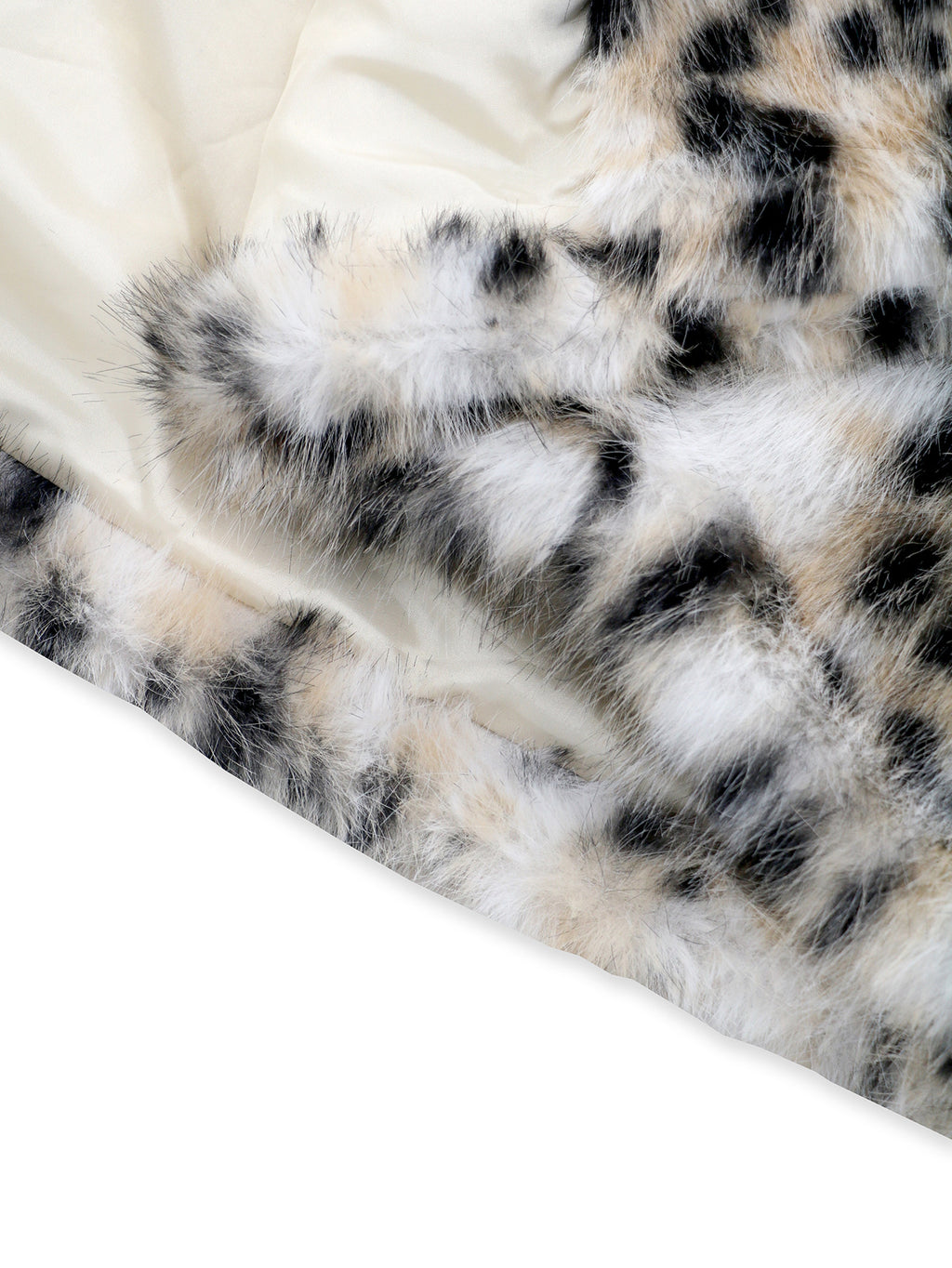Spotted Faux Fur Hooded Longline Coat - White - 3