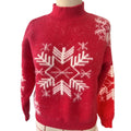 Snowflake Jacquard Mock Neck Knit Sweater - Red