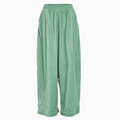 Corduroy Elastic Waist Baggy Wide Leg Pants - Green