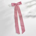 Long Streamer Gingham Bow Hair Clip - Red