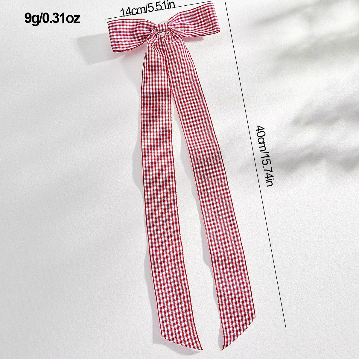 Long Streamer Gingham Bow Hair Clip - view 1